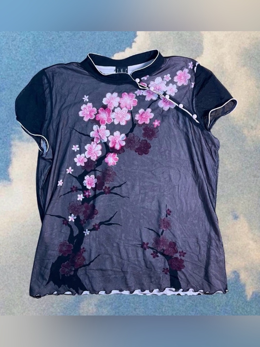 Chinese Cherry Blossom QuiPao Style y2k blouse